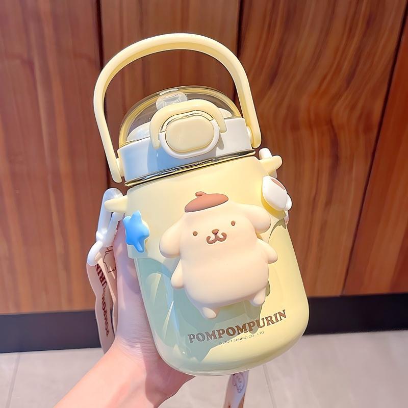 Sanrio Insulated Water Bottle 700ml, 316 Stainless Steel Cute Tumbler with Adjustable Strap & Straw Lid, Large Capacity Thermos for Girls Kids Office Outdoor, Pink
