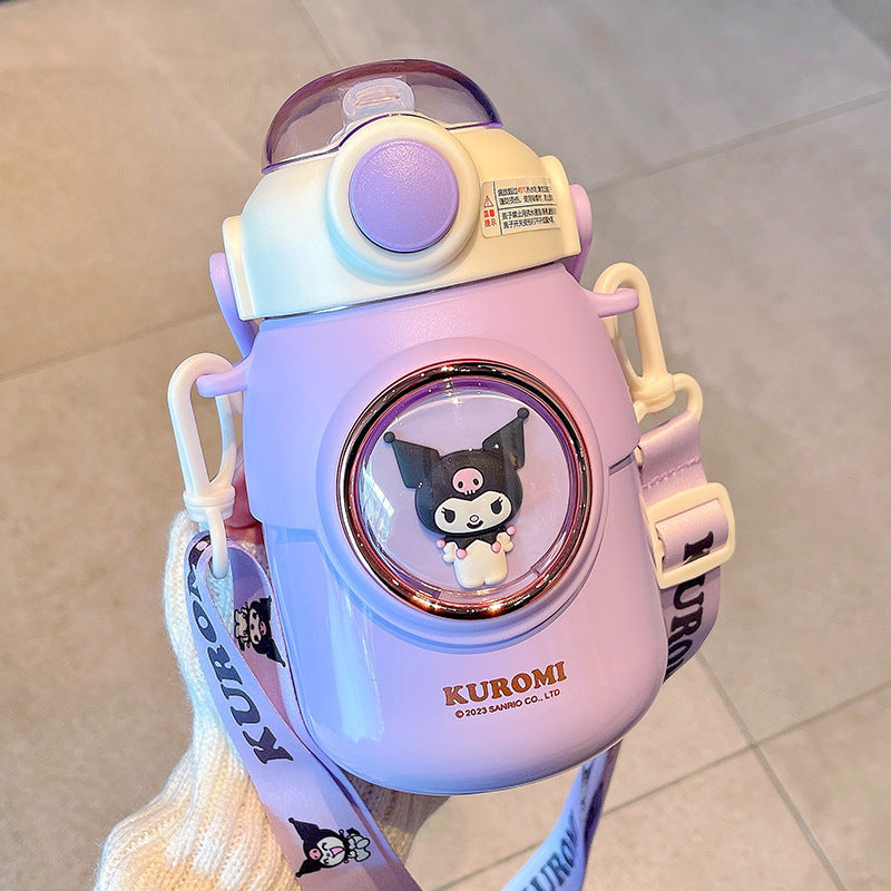High-value Internet celebrity Sanrio co-branded water cup, adjustable strap cup, large capacity cute girl thermos cup 316