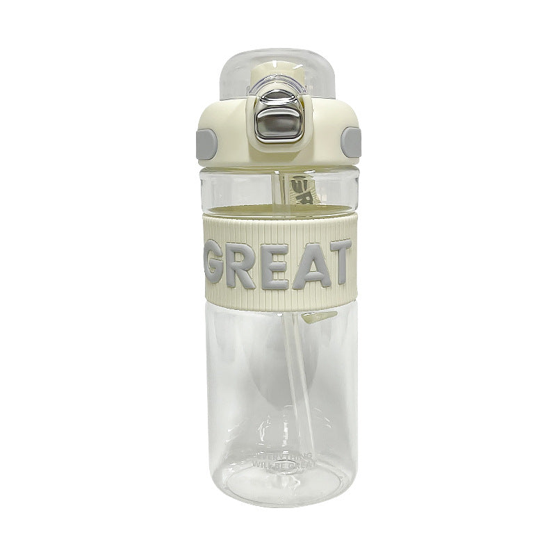 Simple letter plastic cup student sports water bottle large capacity straw cup girls portable double drink wholesale water cup