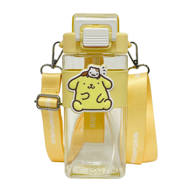 Genuine Sanrio authorized plastic cups, high-value children's water cups, large-capacity straw cups, cute girls' sports cups
