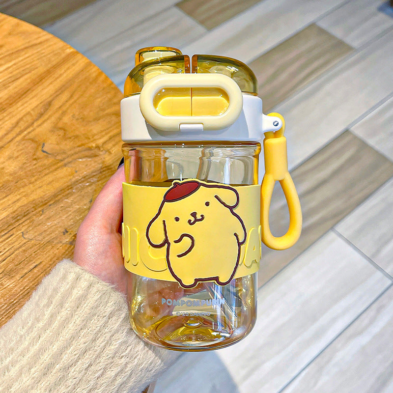 Sanrio Licensed Plastic Drinking Cup – Cute Cartoon Portable Double-Drink Straw Cup for Girls