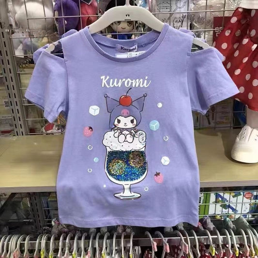 Sanrio Children's Sequin Flip T-Shirt – Sweet Cute Short Sleeve Top for Girls 2025