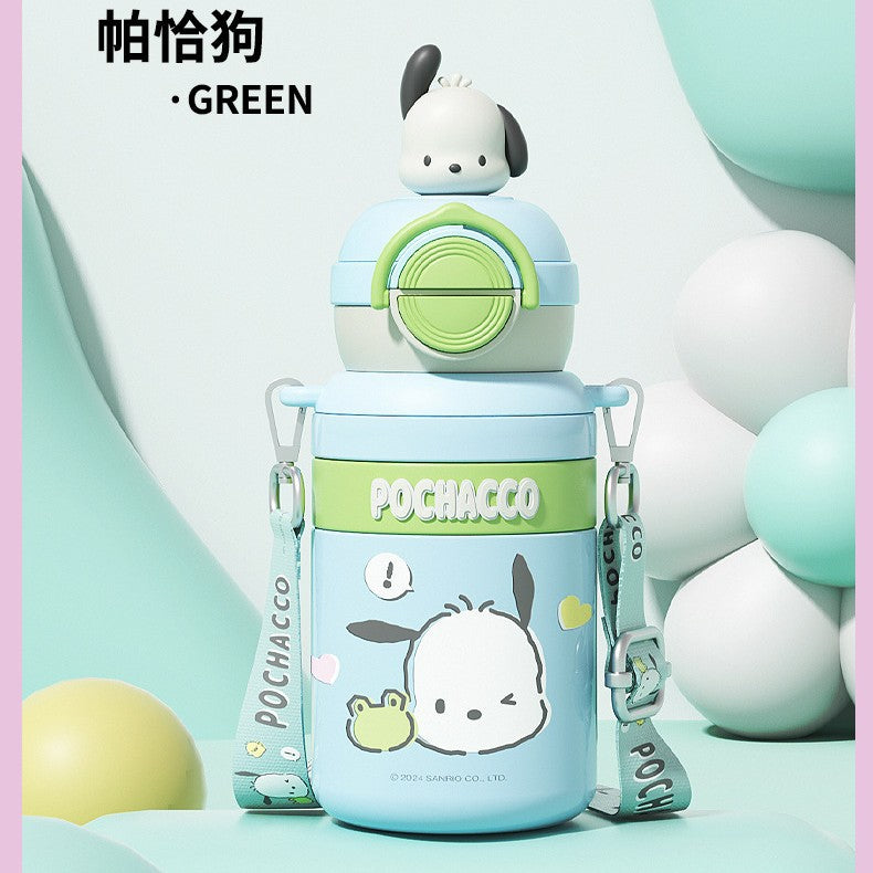 Sanrio Kids Stainless Steel Thermos Mug – Large Capacity Crossbody Girls Student Cup