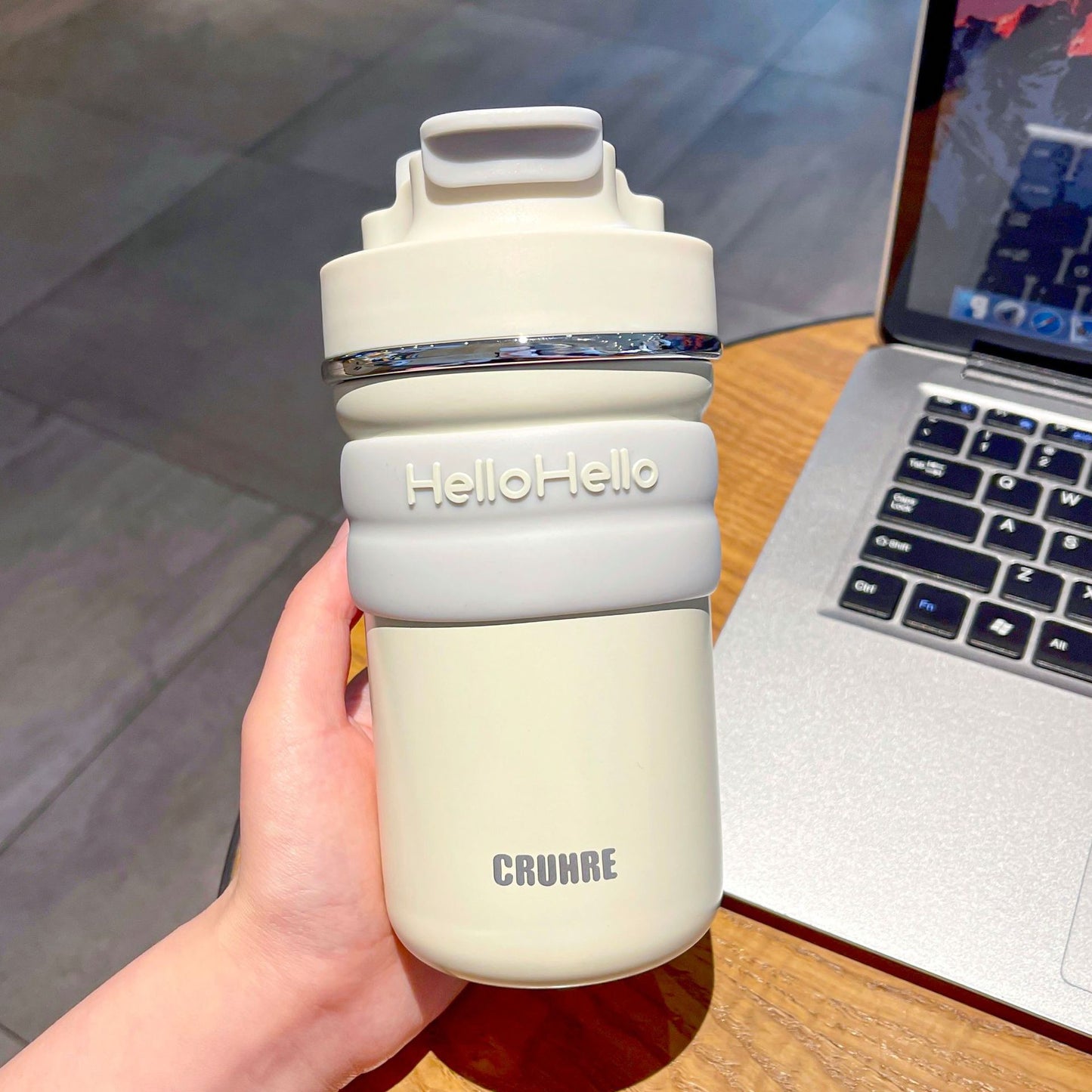 Minimalist Letter Thermos Mug – Contrasting Color Double-Drink Straw Cup for Student Sports