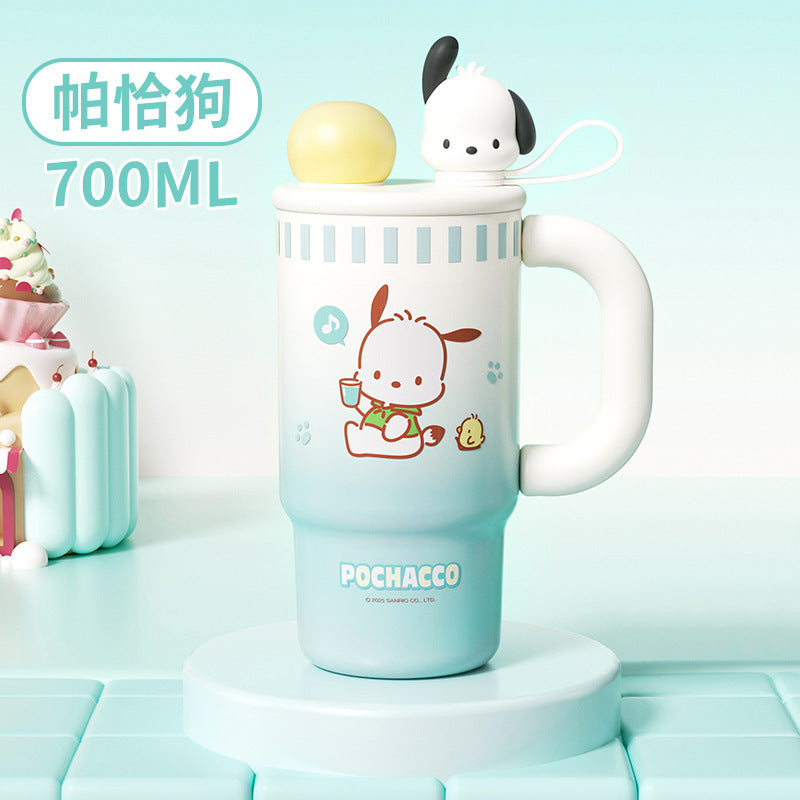 Sanrio Family Gradient Ice Master Cup – Double-Drink Independent Doll Design with Carry Ring