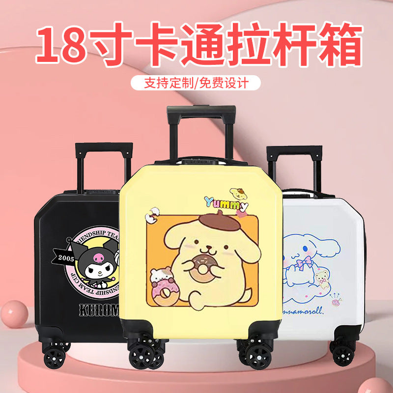 Cartoon Kids Luggage 18 Inch – Student Trolley Suitcase with Spinner Wheels & Combination Lock, Carry-On