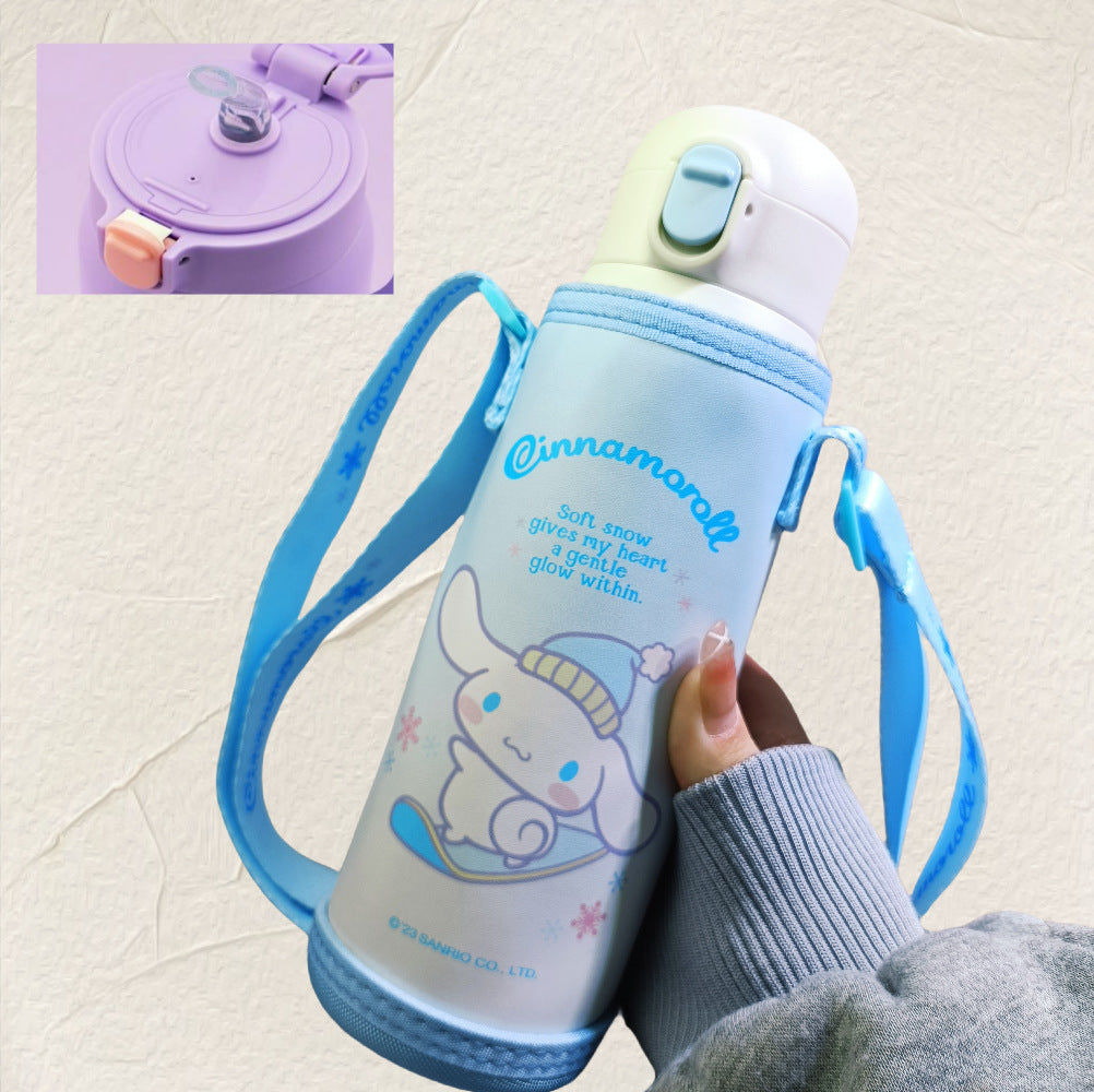 Botella de Agua Aislada de Acero Inoxidable 316 Sanrio Kuromi / Hello Kitty / Ultraman Kids 480 ml (Pajita y Bebida Directa)