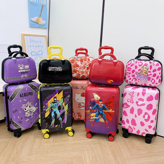 Children’s Cartoon Carry-On Luggage – Expandable, 360° Silent Wheels, Waterproof & Durable (Hello Kitty, Stitch, Mickey, and More)