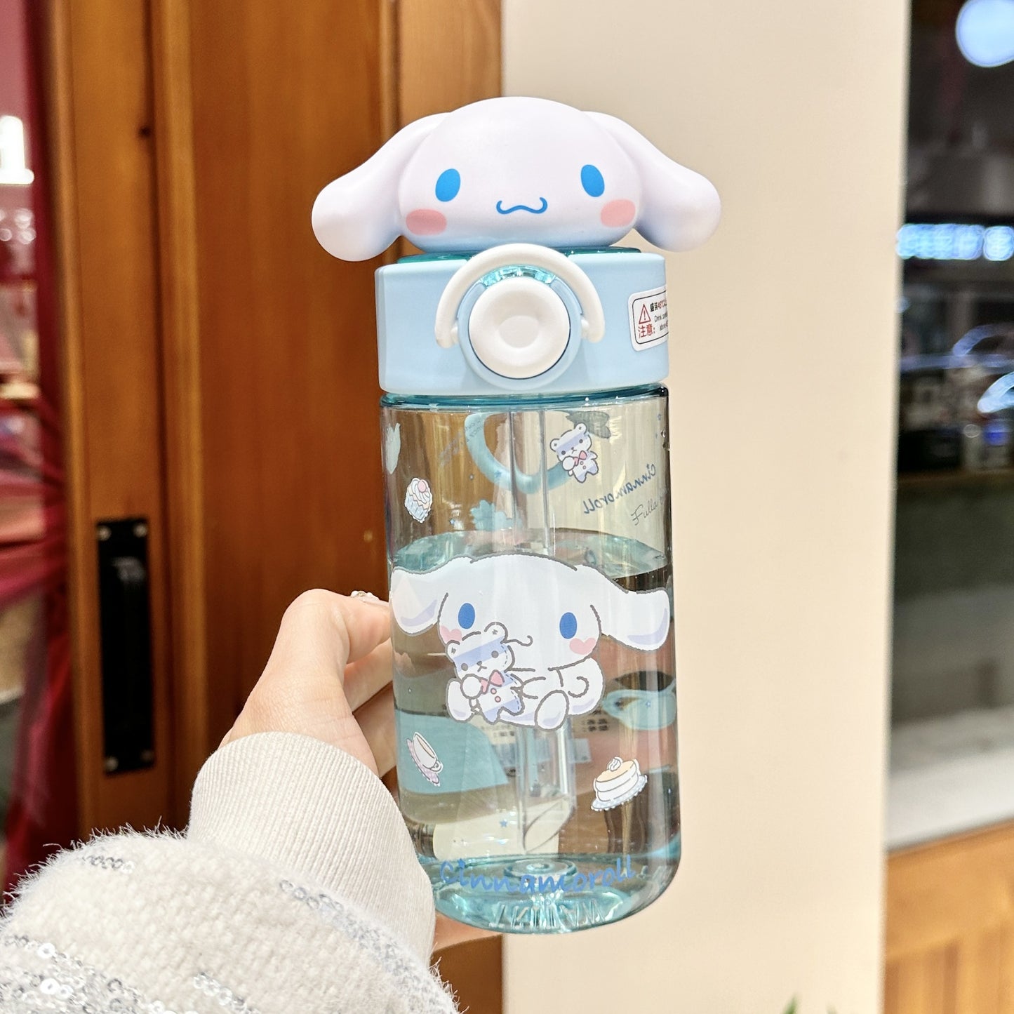 Botella de agua Tritan de Sanrio 500ml Antifugas Portátil Taza Infantil Bonito Diseño de Dibujos Animados Botella para Bebidas Escolar y de Viaje (Hello Kitty, Kuromi, My Melody, Cinnamoroll)