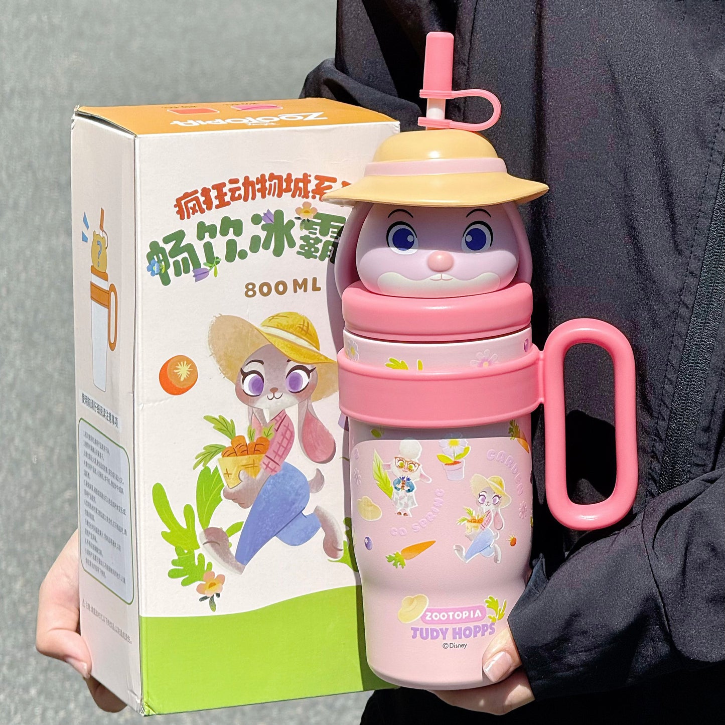 Vaso térmico Stitch de gran capacidad con aislamiento de 800 ml – Taza térmica de acero inoxidable 316 con asa y pajita, para café caliente y frío, para viajes y oficina