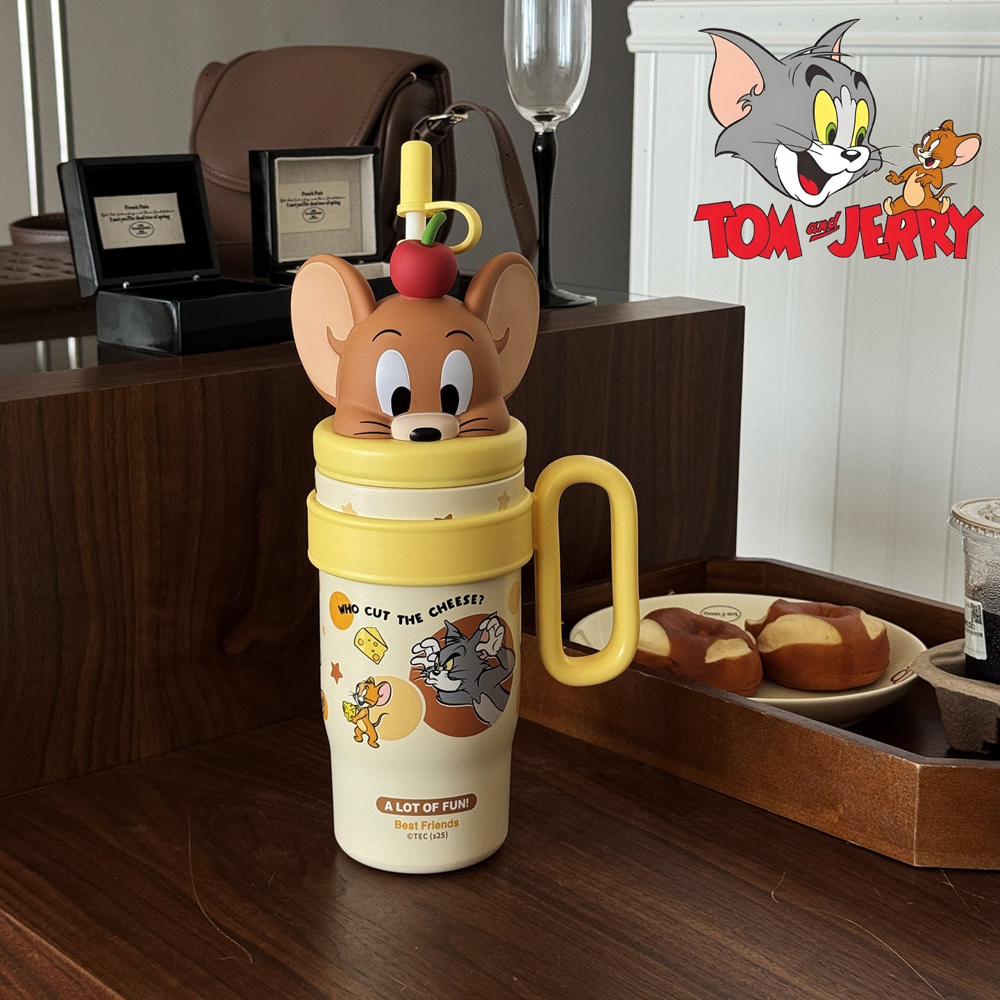 Vaso térmico Stitch de gran capacidad con aislamiento de 800 ml – Taza térmica de acero inoxidable 316 con asa y pajita, para café caliente y frío, para viajes y oficina