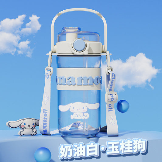 Botella de agua Tritan de Sanrio 500ml Antifugas Portátil Taza Infantil Bonito Diseño de Dibujos Animados Botella para Bebidas Escolar y de Viaje (Hello Kitty, Kuromi, My Melody, Cinnamoroll)