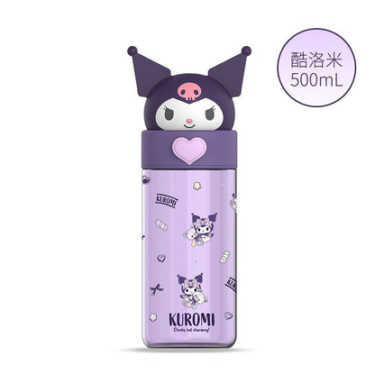 Botella de agua Tritan de Sanrio 500ml Antifugas Portátil Taza Infantil Bonito Diseño de Dibujos Animados Botella para Bebidas Escolar y de Viaje (Hello Kitty, Kuromi, My Melody, Cinnamoroll)