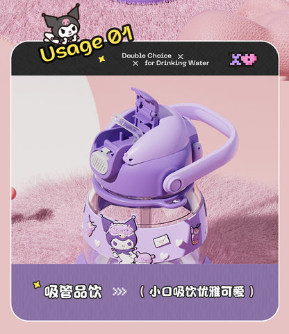 Kuromi Water Bottle 750ml Cute Sanrio Tritan Straw Cup with Strap – Large Capacity Portable Cartoon Bottle for Girls & Outdoor
