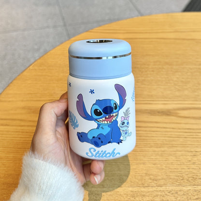Biberón Disney Stitch con Pajita Aislado al Vacío para Niños (Acero Inoxidable 316/304, 6-12h, Tapa Doble)
