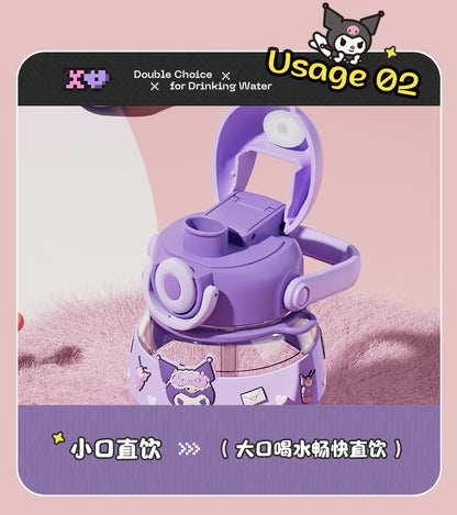 Kuromi Water Bottle 750ml Cute Sanrio Tritan Straw Cup with Strap – Large Capacity Portable Cartoon Bottle for Girls & Outdoor