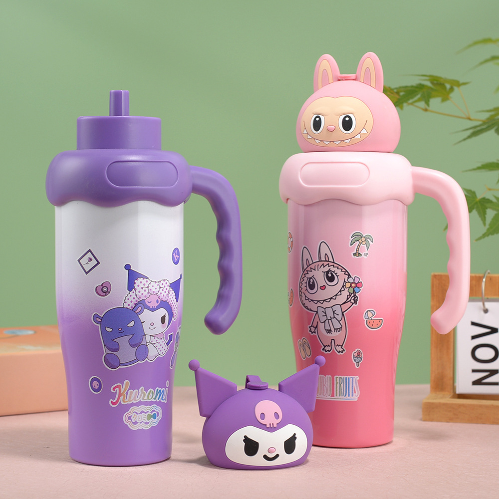 New cute doll cartoon thermos cup stainless steel portable handle water cup