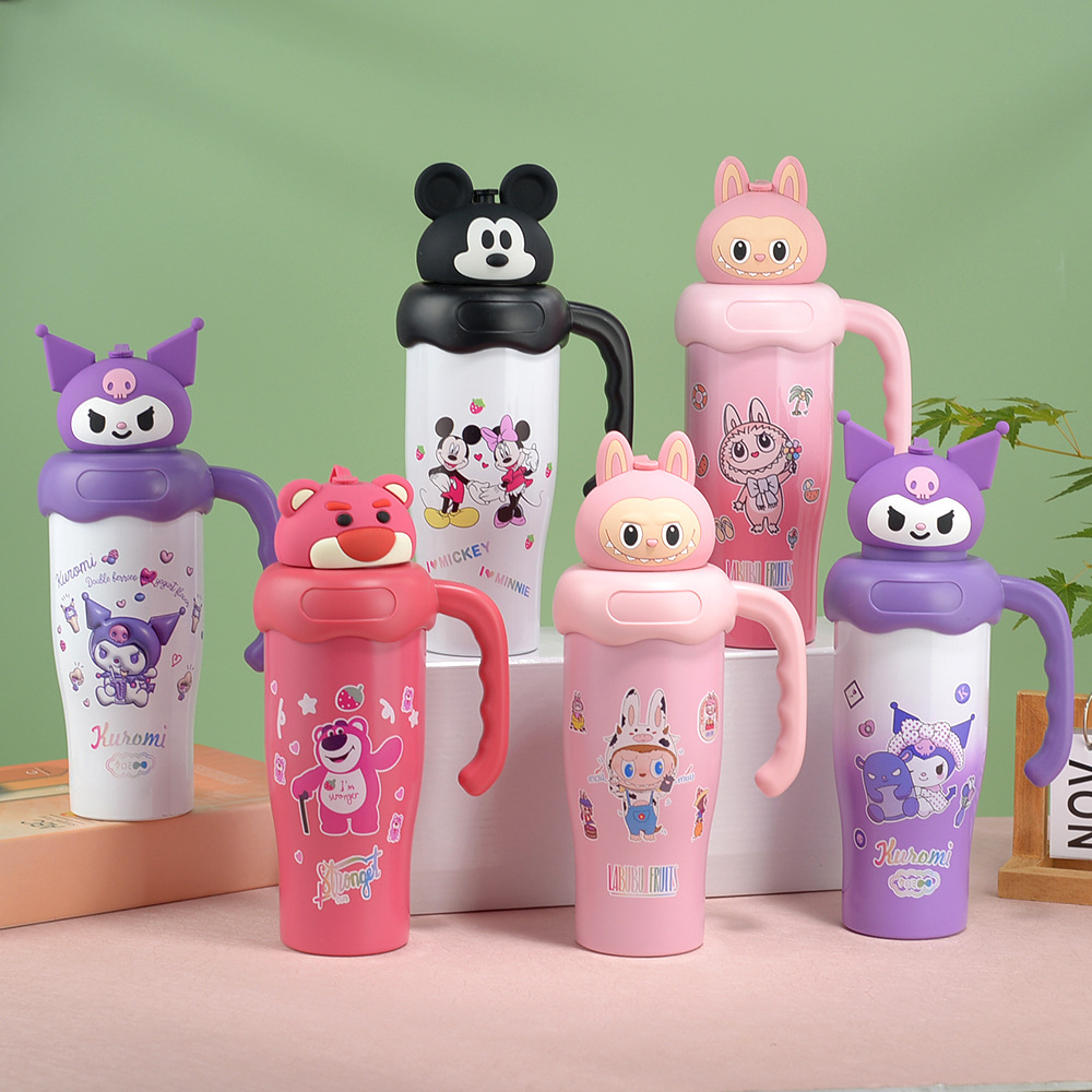 New cute doll cartoon thermos cup stainless steel portable handle water cup