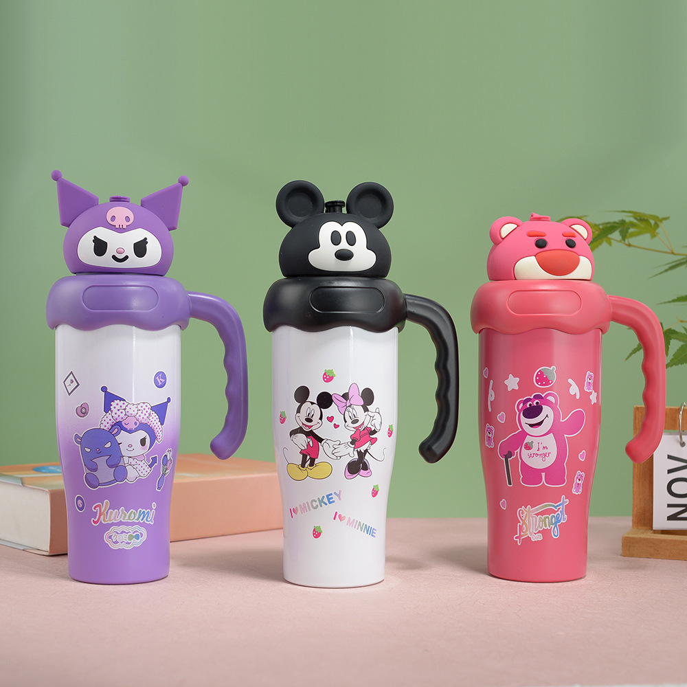 New cute doll cartoon thermos cup stainless steel portable handle water cup