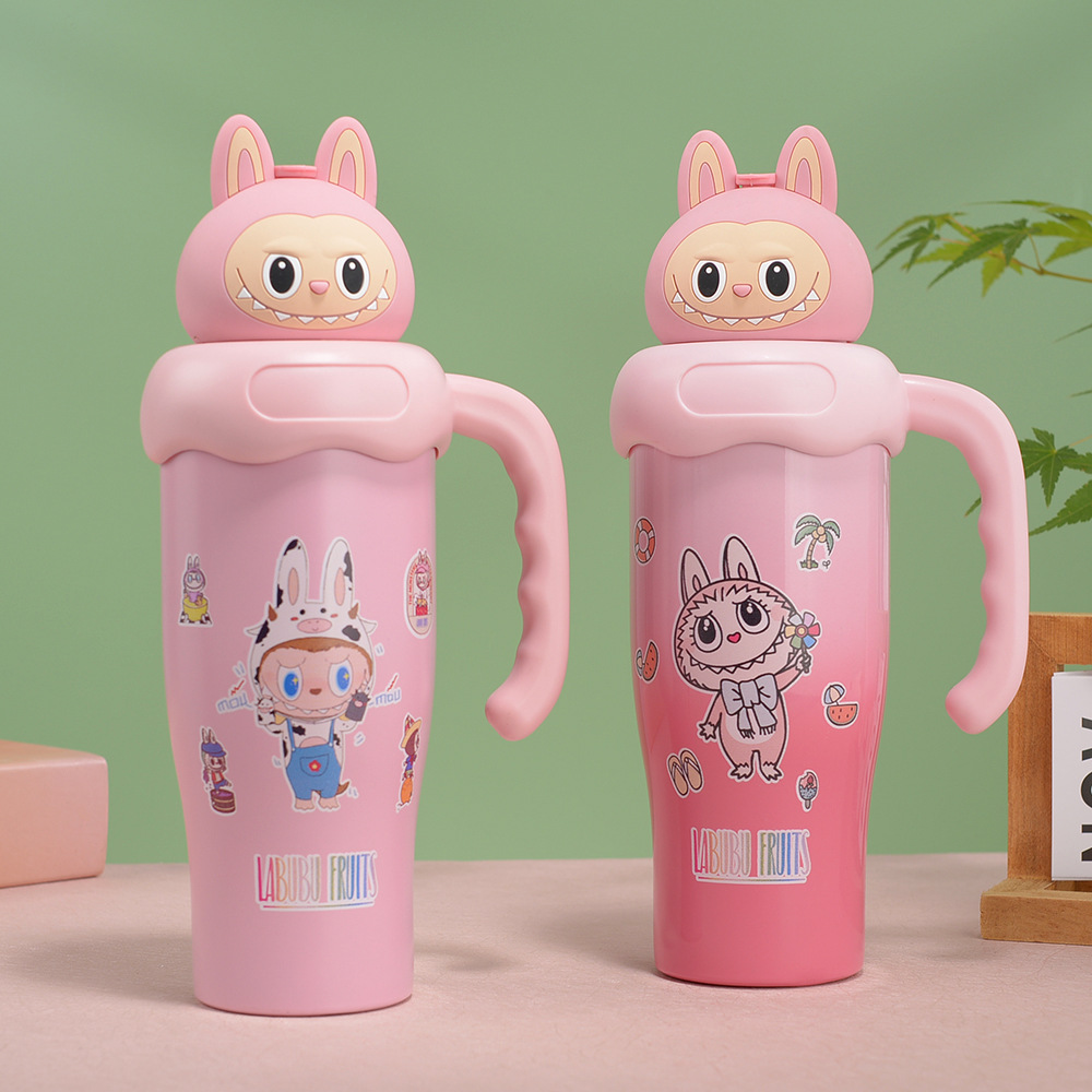 New cute doll cartoon thermos cup stainless steel portable handle water cup