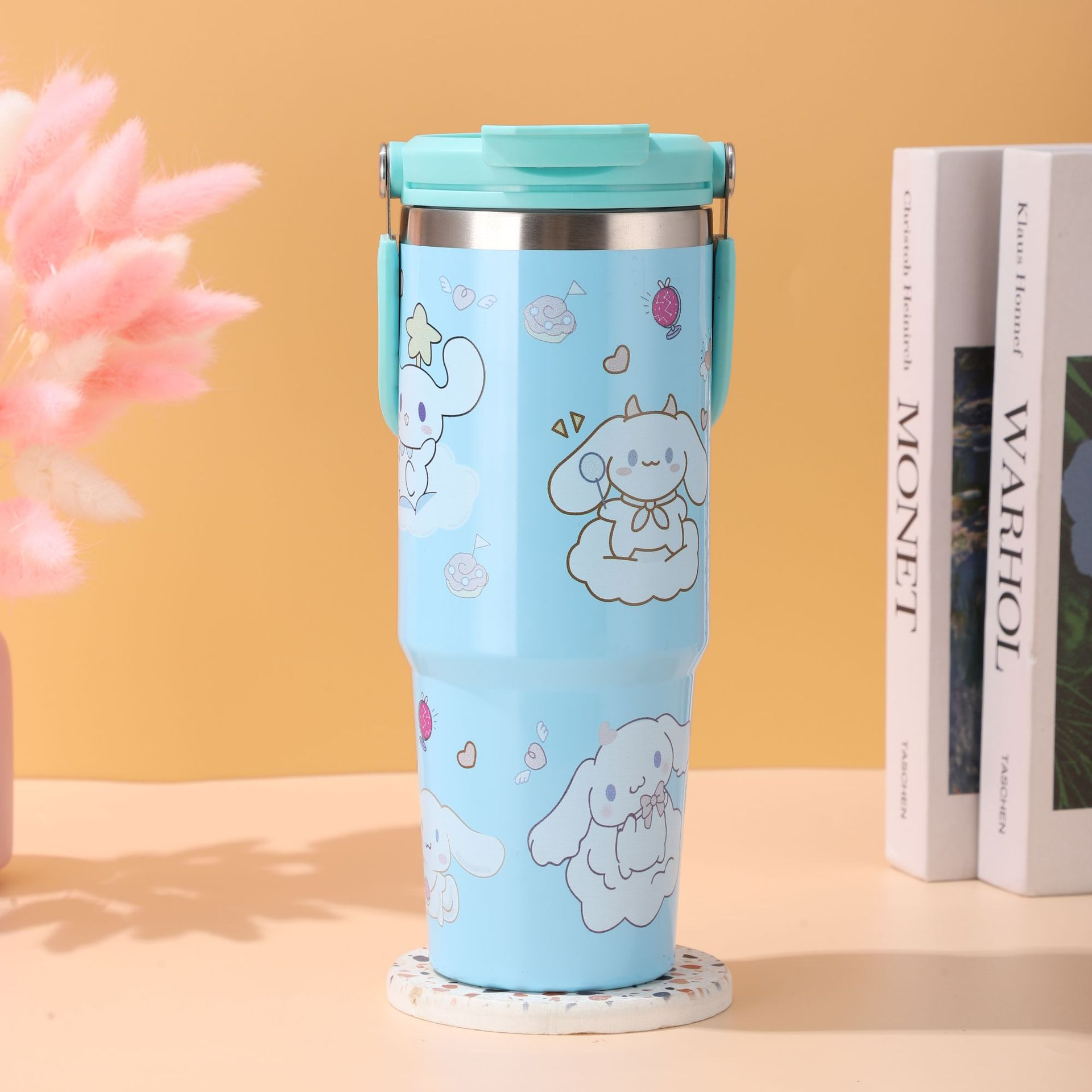 Sanrio cartoon large-capacity stainless steel double drink portable car cup Bingba car portable thermos cup
