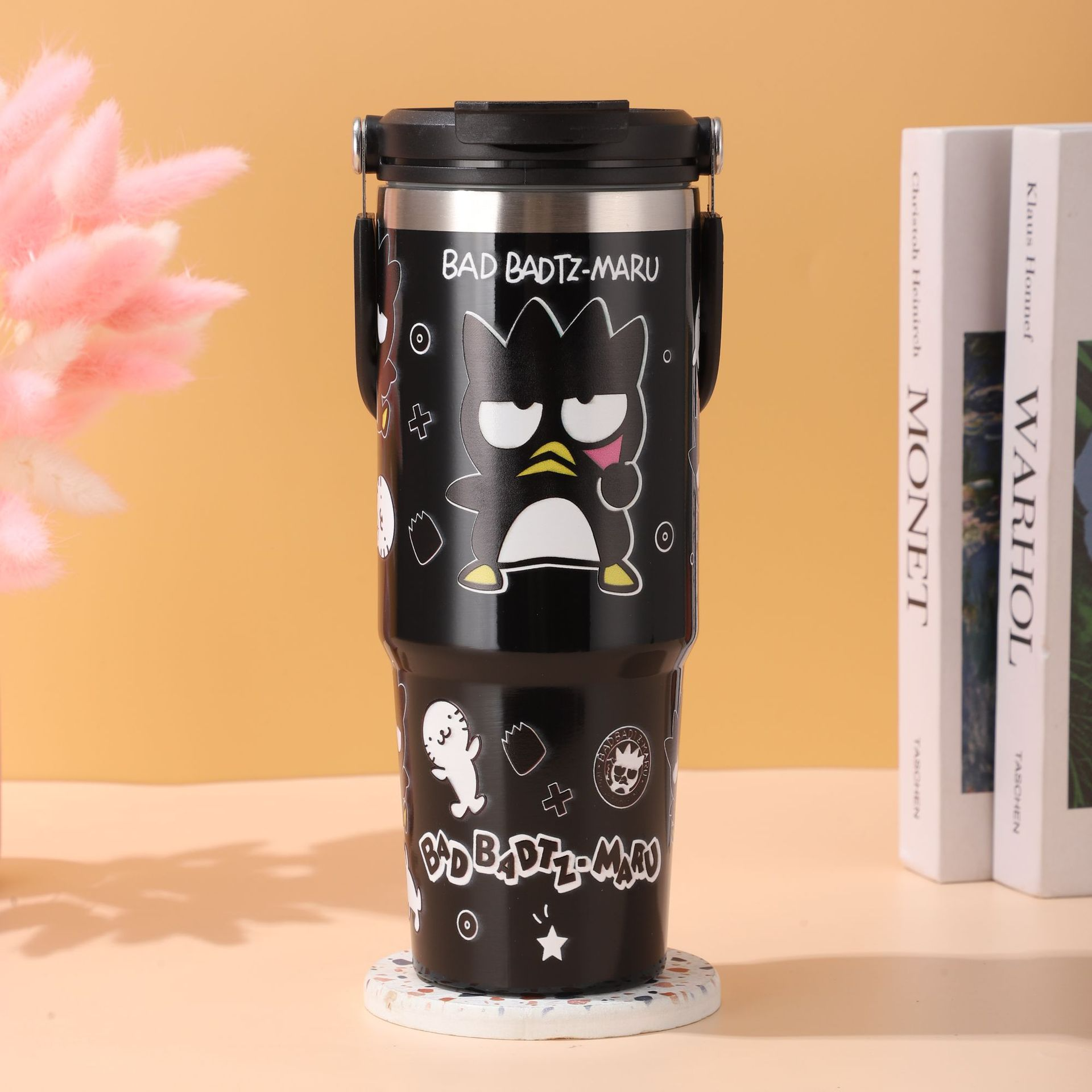 Sanrio cartoon large-capacity stainless steel double drink portable car cup Bingba car portable thermos cup