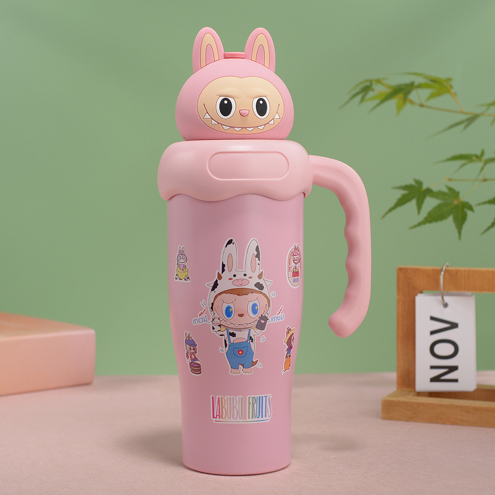 New cute doll cartoon thermos cup stainless steel portable handle water cup