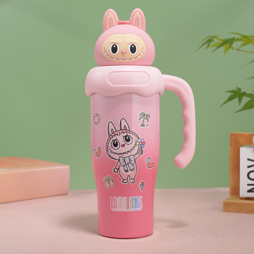 New cute doll cartoon thermos cup stainless steel portable handle water cup