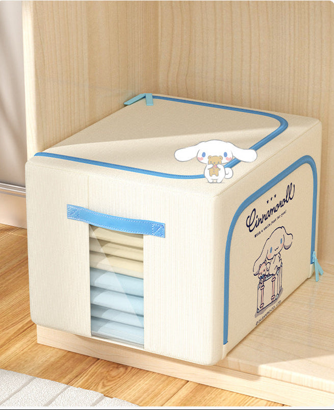 Caja de almacenamiento de tela Oxford con licencia de Sanrio | Organizador plegable grande de 60 L con ventana transparente para ropa, ropa de cama y organización del hogar