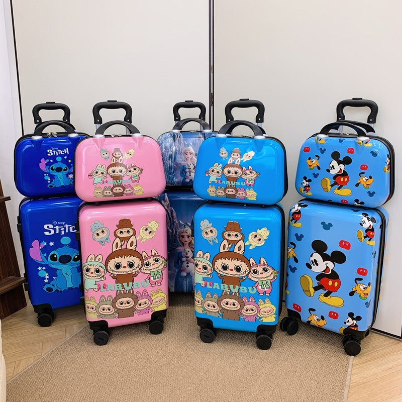 Children’s Cartoon Carry-On Luggage – Expandable, 360° Silent Wheels, Waterproof & Durable (Hello Kitty, Stitch, Mickey, and More)