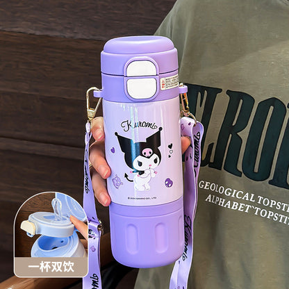 Botella de agua Tritan de Sanrio 500ml Antifugas Portátil Taza Infantil Bonito Diseño de Dibujos Animados Botella para Bebidas Escolar y de Viaje (Hello Kitty, Kuromi, My Melody, Cinnamoroll)