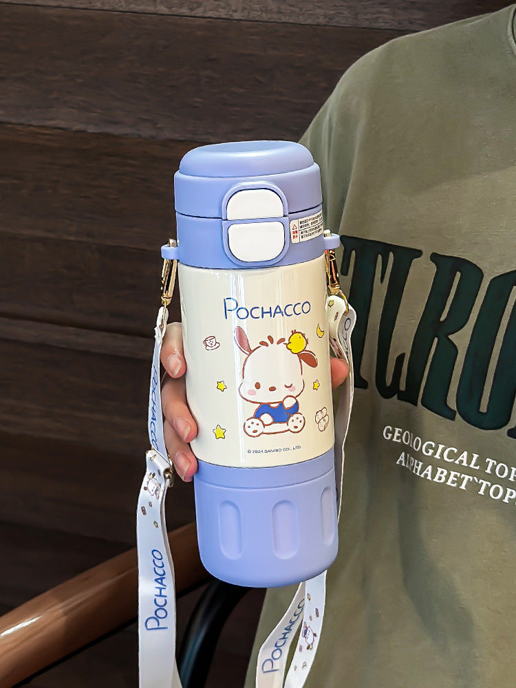 Botella de agua Tritan de Sanrio 500ml Antifugas Portátil Taza Infantil Bonito Diseño de Dibujos Animados Botella para Bebidas Escolar y de Viaje (Hello Kitty, Kuromi, My Melody, Cinnamoroll)