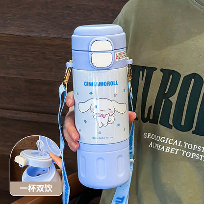Botella de agua Tritan de Sanrio 500ml Antifugas Portátil Taza Infantil Bonito Diseño de Dibujos Animados Botella para Bebidas Escolar y de Viaje (Hello Kitty, Kuromi, My Melody, Cinnamoroll)