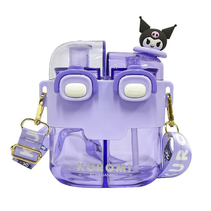 Vaso de doble compartimento Sanrio Kuromi y Pochacco, 530ml/780ml - Lindo, portátil y duradero, material Tritan sin BPA, a prueba de derrames, vaso de agua con pajita para estudiantes, oficina y viajes