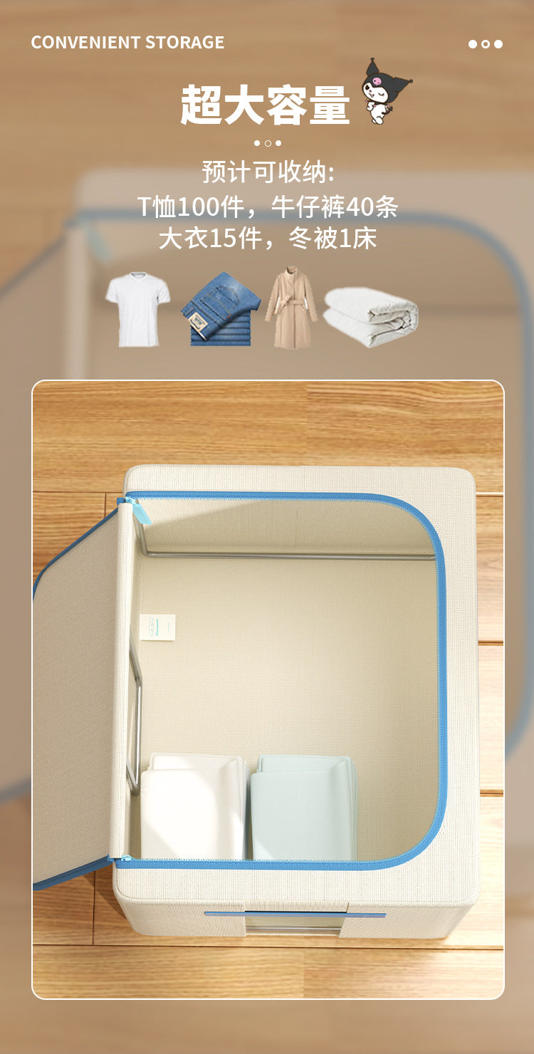 Caja de almacenamiento de tela Oxford con licencia de Sanrio | Organizador plegable grande de 60 L con ventana transparente para ropa, ropa de cama y organización del hogar