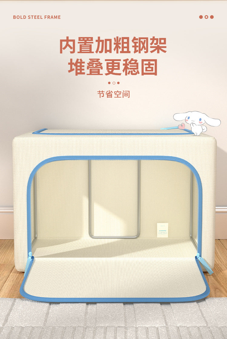 Caja de almacenamiento de tela Oxford con licencia de Sanrio | Organizador plegable grande de 60 L con ventana transparente para ropa, ropa de cama y organización del hogar