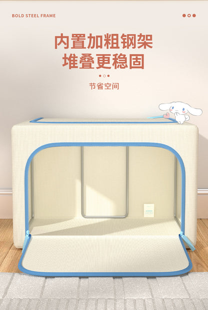 Caja de almacenamiento de tela Oxford con licencia de Sanrio | Organizador plegable grande de 60 L con ventana transparente para ropa, ropa de cama y organización del hogar