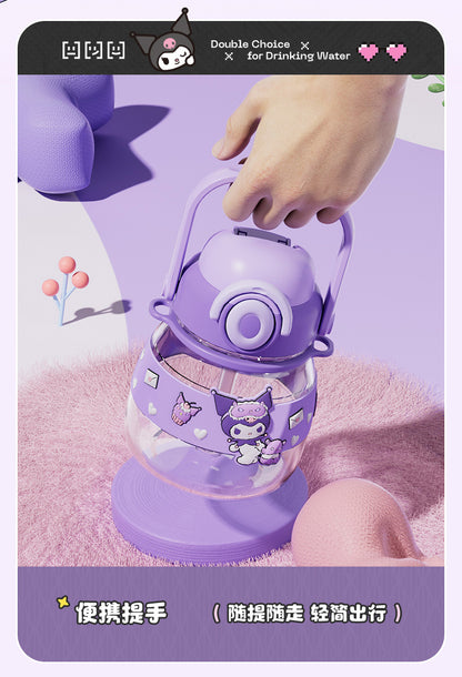 Kuromi Water Bottle 750ml Cute Sanrio Tritan Straw Cup with Strap – Large Capacity Portable Cartoon Bottle for Girls & Outdoor