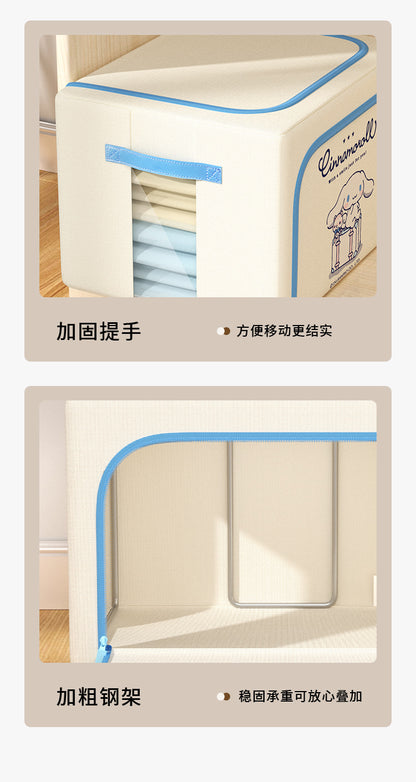 Caja de almacenamiento de tela Oxford con licencia de Sanrio | Organizador plegable grande de 60 L con ventana transparente para ropa, ropa de cama y organización del hogar