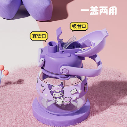 Kuromi Water Bottle 750ml Cute Sanrio Tritan Straw Cup with Strap – Large Capacity Portable Cartoon Bottle for Girls & Outdoor
