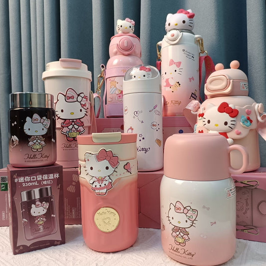 Vaso térmico de acero inoxidable Sanrio Hello Kitty – Bonita taza de café doble para bebidas