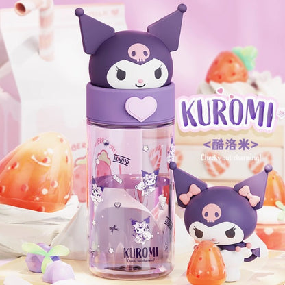 Botella de agua Tritan de Sanrio 500ml Antifugas Portátil Taza Infantil Bonito Diseño de Dibujos Animados Botella para Bebidas Escolar y de Viaje (Hello Kitty, Kuromi, My Melody, Cinnamoroll)