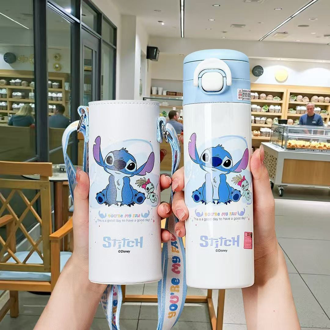 3D Cartoon Double Drink Insulated Travel Mug with Straw - Stainless Steel, 520ML