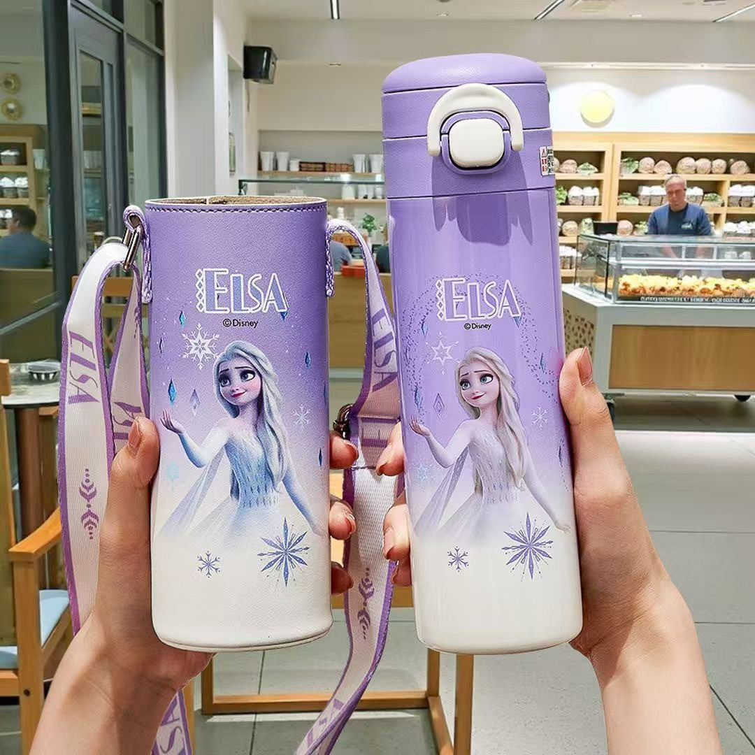 3D Cartoon Double Drink Insulated Travel Mug with Straw - Stainless Steel, 520ML