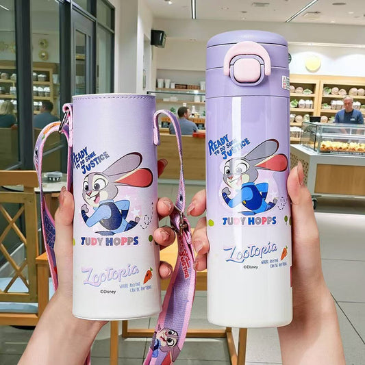 3D Cartoon Double Drink Insulated Travel Mug with Straw - Stainless Steel, 520ML
