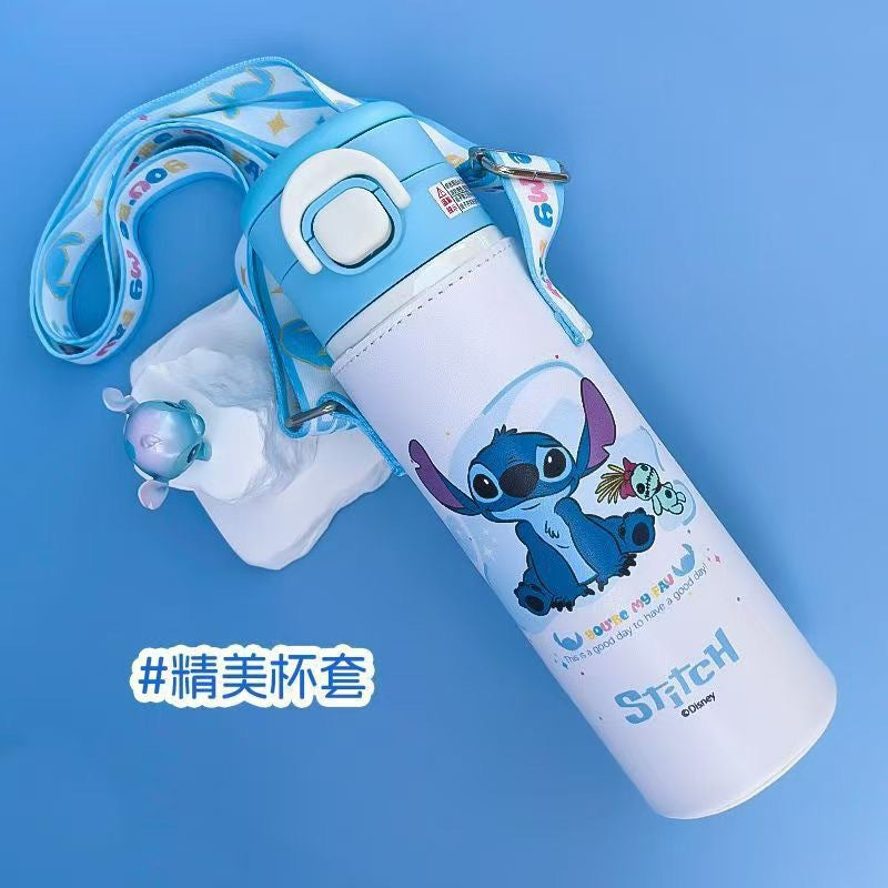 3D Cartoon Double Drink Insulated Travel Mug with Straw - Stainless Steel, 520ML