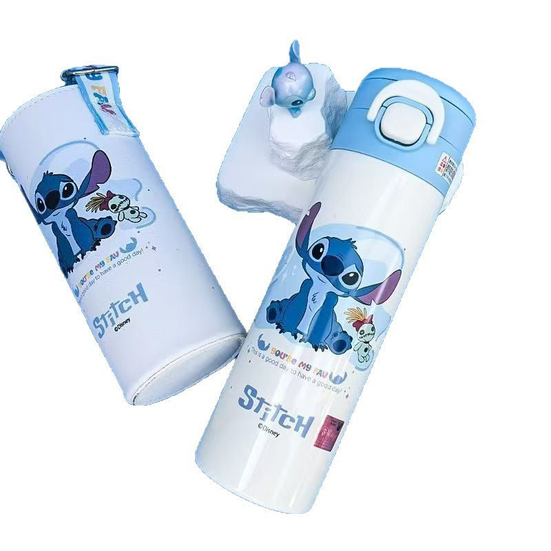 3D Cartoon Double Drink Insulated Travel Mug with Straw - Stainless Steel, 520ML