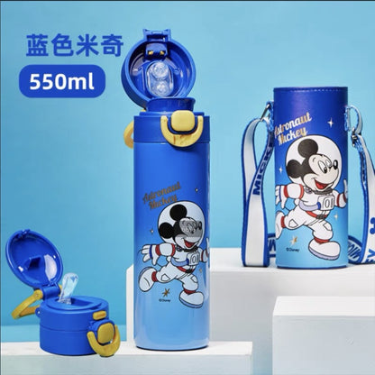3D Cartoon Double Drink Insulated Travel Mug with Straw - Stainless Steel, 520ML