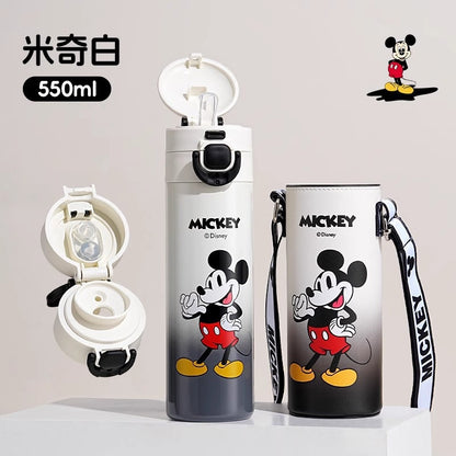 3D Cartoon Double Drink Insulated Travel Mug with Straw - Stainless Steel, 520ML