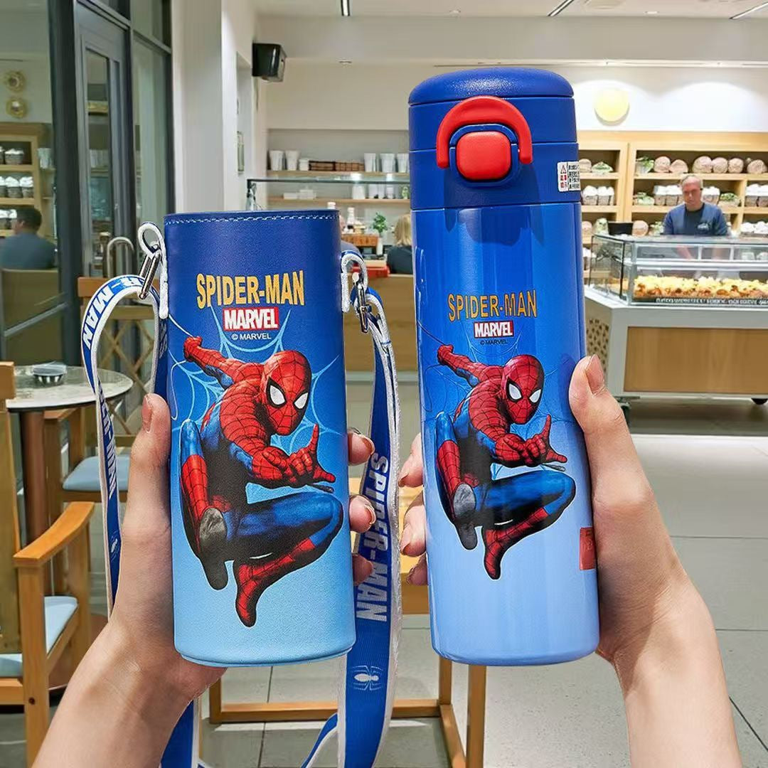 3D Cartoon Double Drink Insulated Travel Mug with Straw - Stainless Steel, 520ML